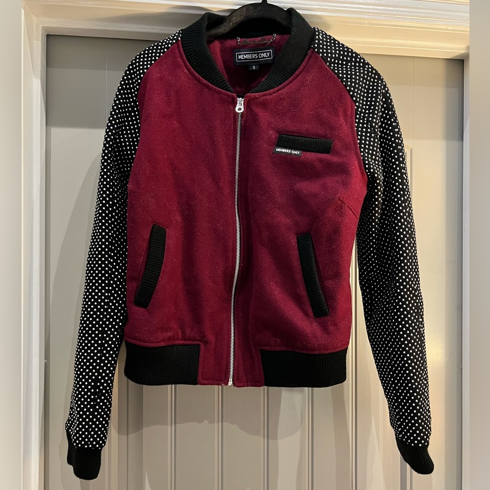 Vintage wool bomber coat with studded sleeves
